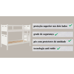 Beliche Cama Solteiro para Meninos Confortável Cor Branca - 4