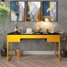 Mesa Escritório Moderna Davi Industrial Escrivaninha com 3 Gavetas 150x60 Amarelo - 2
