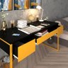 Mesa Escritório Moderna Davi Industrial Escrivaninha com 3 Gavetas 150x60 Amarelo - 3
