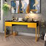 Mesa Escritório Moderna Davi Industrial Escrivaninha com 3 Gavetas 150x60 Amarelo - 1