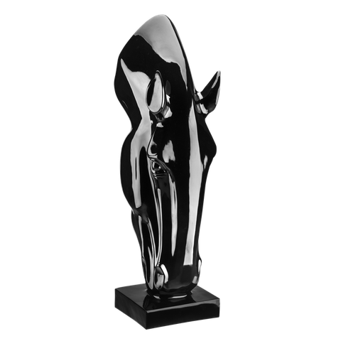 Escultura Estátua Decorativa Cabeça de Cavalo Grande 108cm:preto Brilho