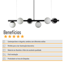 Ver imagem 6 de Lustre Pendente Figo com 6 Globos Esfera de Vidro - Preto - 6-2620-3