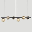 Ver imagem 2 de Lustre Pendente Figo 6 Globos Esfera de Vidro Âmbar - Preto - 6-2620-3-a