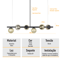 Ver imagem 5 de Lustre Pendente Figo 6 Globos Esfera de Vidro Âmbar - Preto - 6-2620-3-a