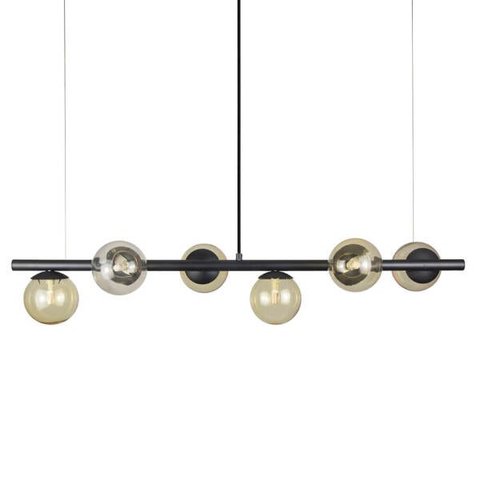 Lustre Pendente Figo 6 Globos Esfera de Vidro Âmbar - Preto - 6-2620-3-a