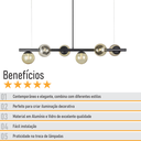 Ver imagem 6 de Lustre Pendente Figo 6 Globos Esfera de Vidro Âmbar - Preto - 6-2620-3-a