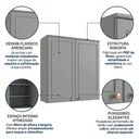 Ver imagem 5 de Armário Aéreo para Cozinha 2 Portas 80cm Americana Cinza Crystal