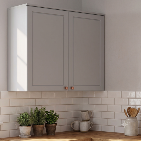 Armário Aéreo para Cozinha 2 Portas 80cm Americana Cinza Crystal