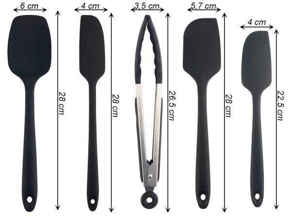 Jogo De Espátulas e Pegador Para Salada Em Silicone Resistente Altas Temperaturas Não Risca Panela:  - 2