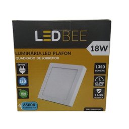 Plafon LED Sobrepor Quadrado 18W Branca LEDbee - 2 Plafon LED Sobrepor Quadrado 18W Branca LEDbee - 2