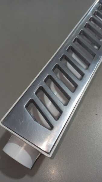 Ralo Linear 6x50 modelo Premium Grelha Aluminio Reforçada Polida com Coletor Branco - Ficone Reis - 2