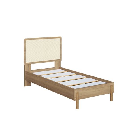 Cama Solteiro com Cabeceira Telada e Pé Madeira Maciça 102cm Oslo Marrom/Hanover