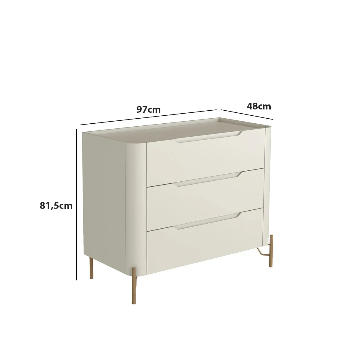 Ver imagem 3 de Cômoda 3 Gavetas L97 X A81,5cm Mdf