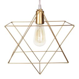 Kit com 2 Pendentes decorativos de teto estrela luminárias dourado - 2