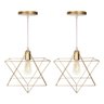 Kit com 2 Pendentes decorativos de teto estrela luminárias dourado - 1