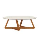 Ver imagem 3 de Mesa de Centro Classic com Pés em Madeira Maciça Moveis House Off White/Nature