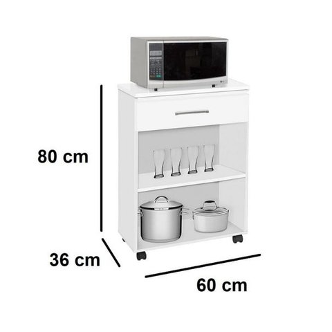 BALCÃO PARA MICRO-ONDAS BRANCO PRETO - LIZ - 2 PORTAS