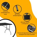 Ver imagem 2 de Mesa Dobrável de Plástico Preta 180x74cm Camping Praia