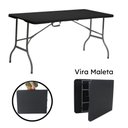 Ver imagem 3 de Mesa Dobrável de Plástico Preta 180x74cm Camping Praia