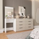Ver imagem 1 de Cômoda Penteadeira Madri 8 Gavetas Espelho 209x160cm Creme/Branco 250804