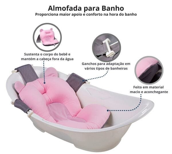 Almofada para Banho Rosa - Baby Bath - 3