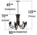 Ver imagem 2 de Lustre Artesanal Rustico De Ferro 8 Lâmpadas Para Decoração Quarto