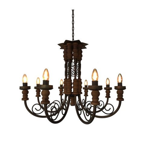 Lustre Artesanal Rustico De Ferro 8 Lâmpadas Para Decoração Quarto