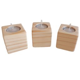 Kit 3 Porta Velas de Madeira Rustica Porta Velas Decorativo - 2