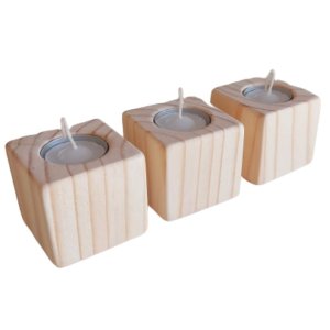 Kit 3 Porta Velas de Madeira Rustica Porta Velas Decorativo