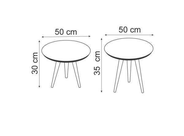 Jogo Mesa De Centro Pé Palito Preta com Vidro e Espelho 50/50 cm Diâmetro 30/35 cm Altura Casa Uai - 4