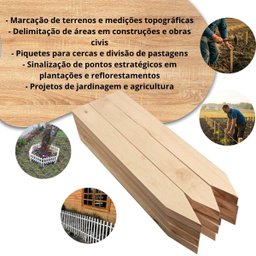 Estacas Madeira Piquete Topografia Topografo Marcação 50 Pcs - 2
