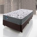 Ver imagem 2 de Cama Box Solteiro King 96x203 + Colchão Adapto Ecoflex Molas Ensacadas Courino Linho