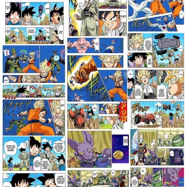 Papel de Parede Adesivo Autocolante Anime Manga Goku Dragon Ball Super