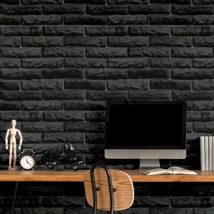 Papel de Parede Adesivo de Pedra Preto Autocolante Para Sala E Quarto