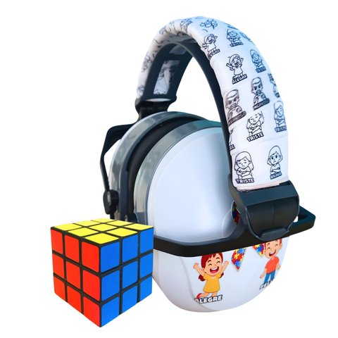 Abafador de Ruido 26 Db Branco com Arco para Pintar Emoções + Cubo Mágico