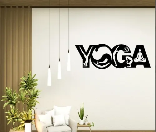 Painel decorativo yoga mdf vazado preto 59cm - 2