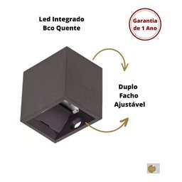 Arandela Mini Led 2w Branco Quente Cubo Bivolt - Marrom - 110v/220v - 5
