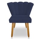 Ver imagem 4 de Kit 02 Cadeiras Poltrona Flor Veludo Azul Marinho Pés Palito Castanho - Pallazio