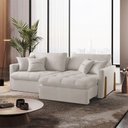 Ver imagem 4 de Sofá Cama A302 3 Lugares Retrátil 200cm Branco Linho Meu Sofá Online