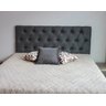 Cabeceira Estofada 140mX50cm Capitonê Cinza Escuro botões da mesma cor - 1