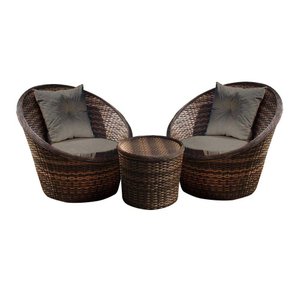 Conjunto de Poltronas Fibra Sintética Bola - 2 Poltronas + 1 Mesa Centro - Tecido Duna Fendi