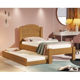 Cama de Solteiro com Auxiliar SuperSegura Reforçada Lais MDF: Nature - 1