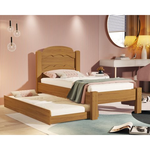 Cama de Solteiro com Auxiliar SuperSegura Reforçada Lais MDF: Nature