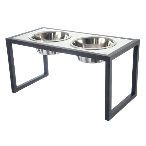 Comedouro Elevado Duplo Cão Porte M Preto