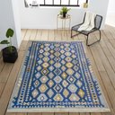 Ver imagem 2 de Tapete Sala Kilin Gashgai 140x200 Dupla Face Tribal 3 Azul