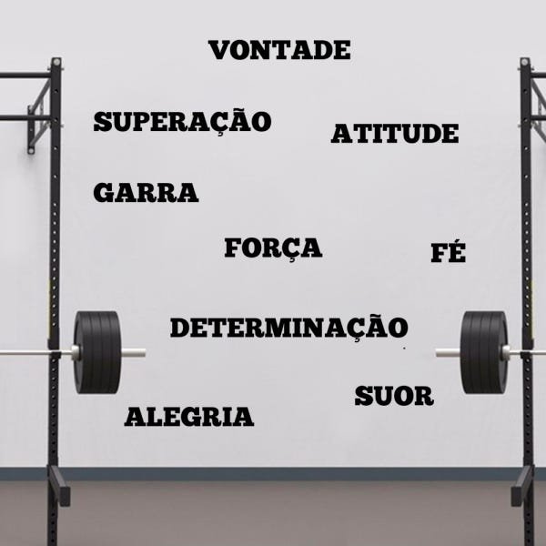 Adesivo de Parede Logo Academia Fitness Palavras Motivação Preto - 4