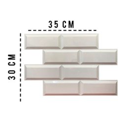 Kit com 10 Placas Revestimento 3d Azulejo Tijolo Branco Brilhante 30x35 1m² - 6
