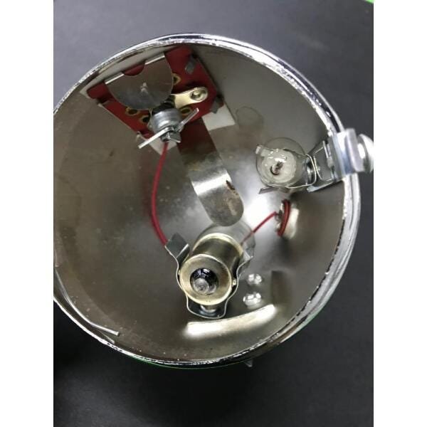 Farol a Dinamo com Luz de Freio 12V em Aço Cromado modelo antigo Vintage Retro 6W - 4