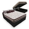 Cama Box com Baú Queen Sintético Preto + Colchão de Molas - Anjos - Classic Superlastic 158x198x64cm - 1
