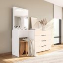 Ver imagem 1 de Cômoda Penteadeira Madri 4 Gavetas c/ Espelho 149x160cm Creme/Branco 250806